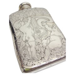2 Putti in grape arbor silver flask by Tiffany