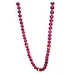 Vintage Natural ruby beads accented with gold and diamond rondells