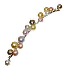 Colored pearl and diamond bracelet
