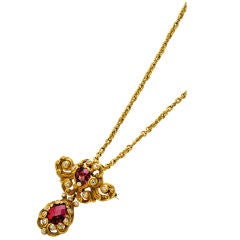 Antique Art Nouveau Garnet Gold Pendant
