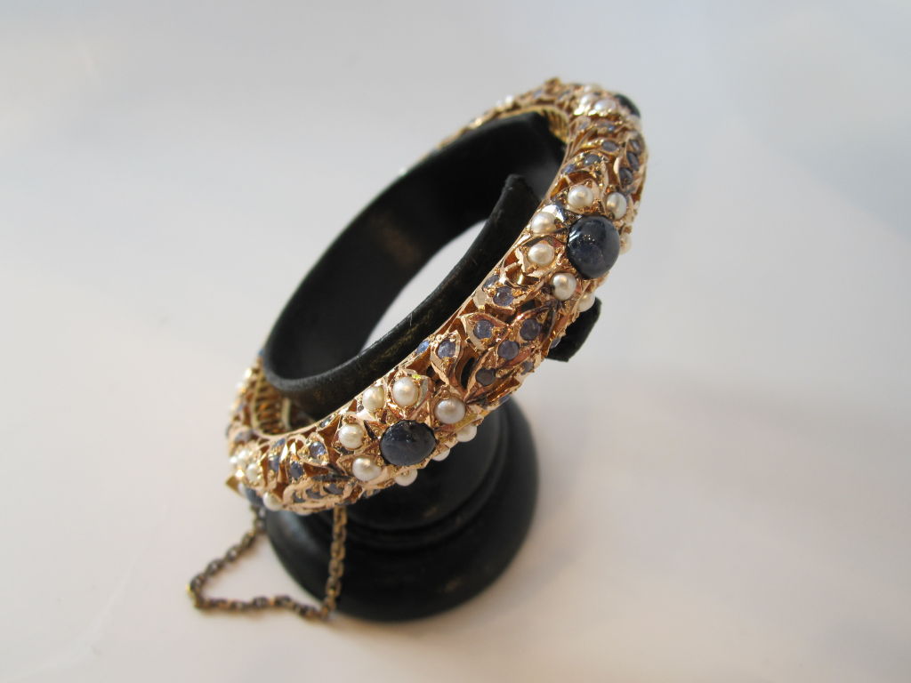 Van Cleef and Arpels Sapphire and Pearl Bangle