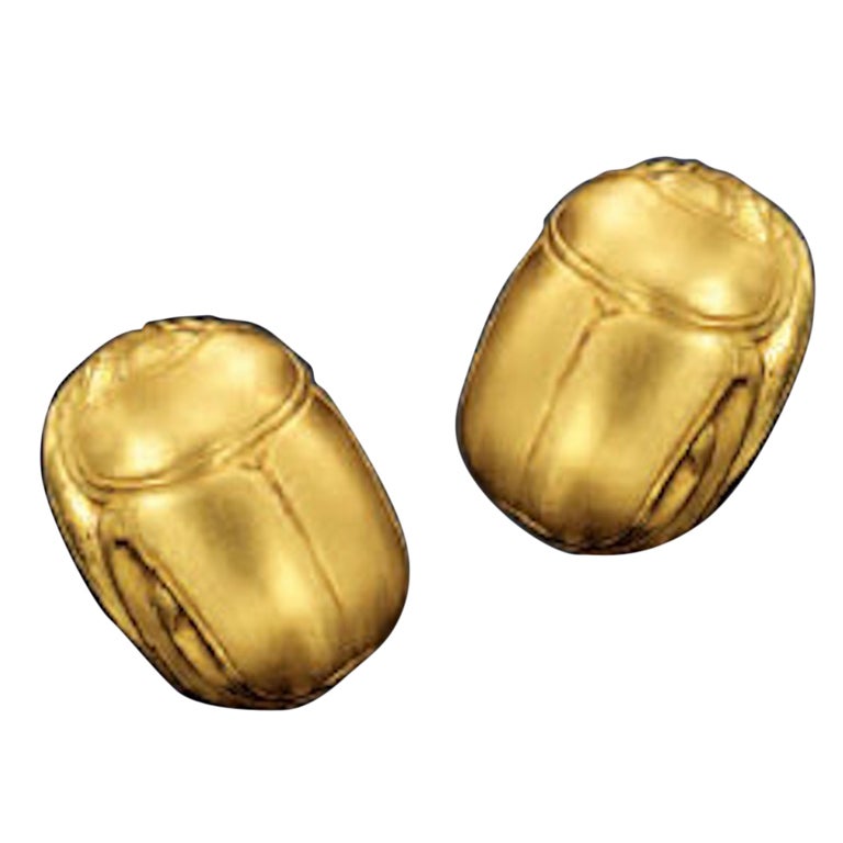 JULIUS COHEN Gold Scarab Motif Earrings