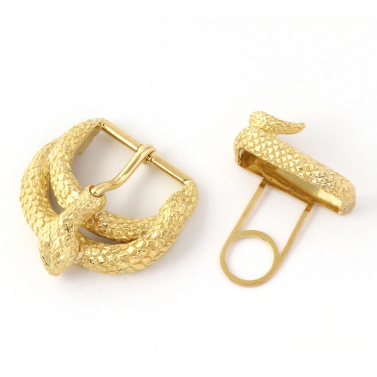 DAVID WEBB Snake Gold Belt Buckle Set  (small)