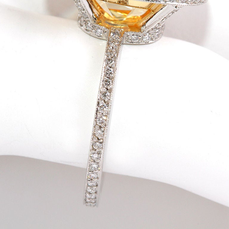 Women's Rare Fancy Intense Yellow Diamond Ten Carat Engagement Ring
