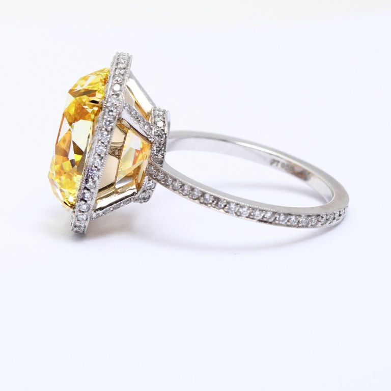 Rare Fancy Intense Yellow Diamond Ten Carat Engagement Ring 1