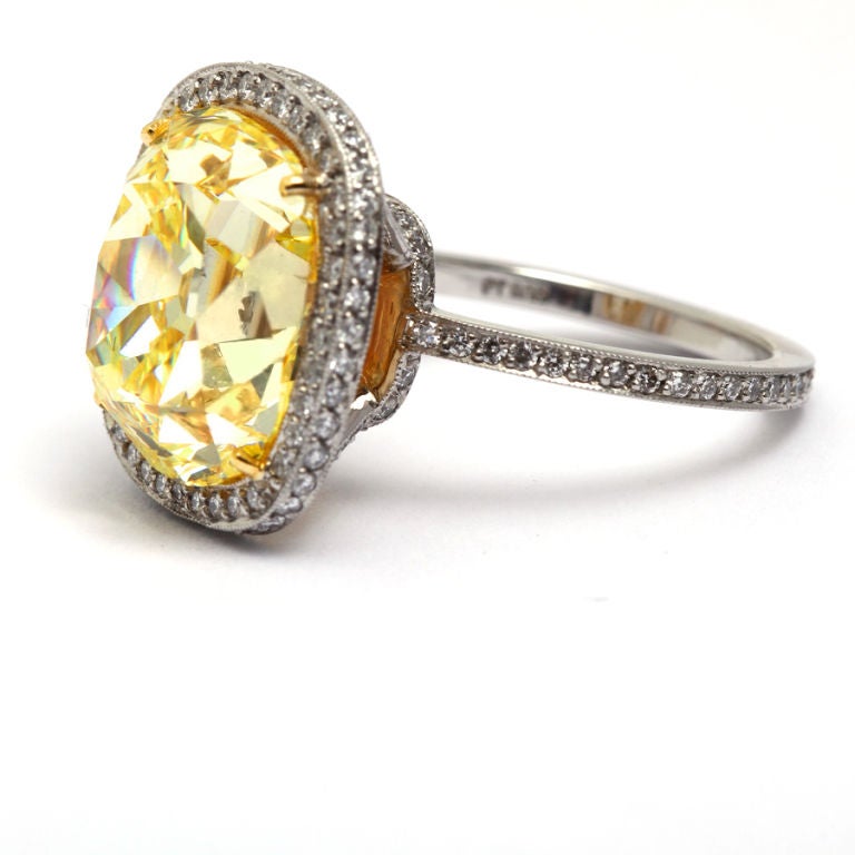 Rare Fancy Intense Yellow Diamond Ten Carat Engagement Ring 2