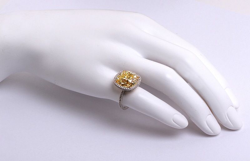 Rare Fancy Intense Yellow Diamond Ten Carat Engagement Ring 3