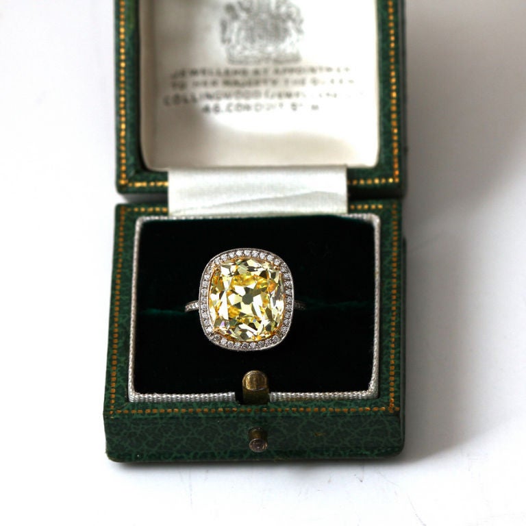 Rare Fancy Intense Yellow Diamond Ten Carat Engagement Ring 5