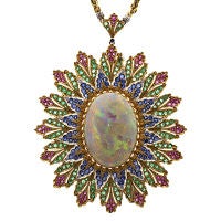 BUCCELLATI Extraordinary Gold Necklace & Multi-color Medallion