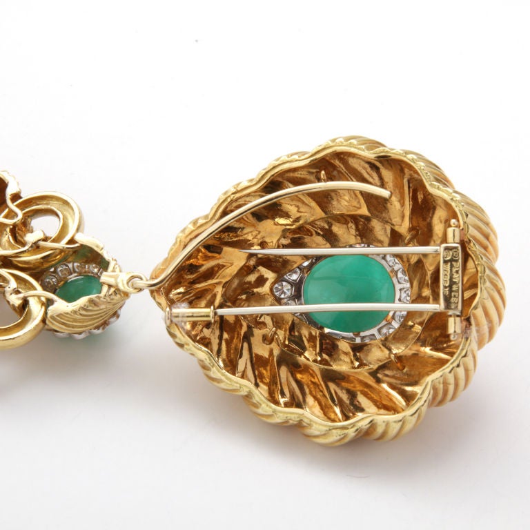 DAVID WEBB Yellow Gold Chain with  Pendant Emerald and Diamond 4