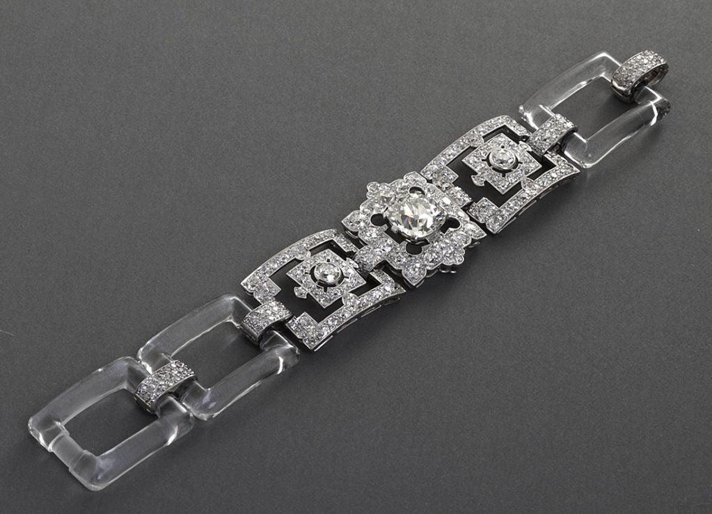 Women's Art Deco Diamond & Rock Crystal Bracelet