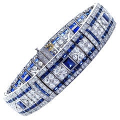 TIFFANY & Co. Elaborate Diamond and Sapphire Art Deco Bracelet