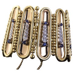 Egyptian Revival Wide Diamond Articulating Cuff