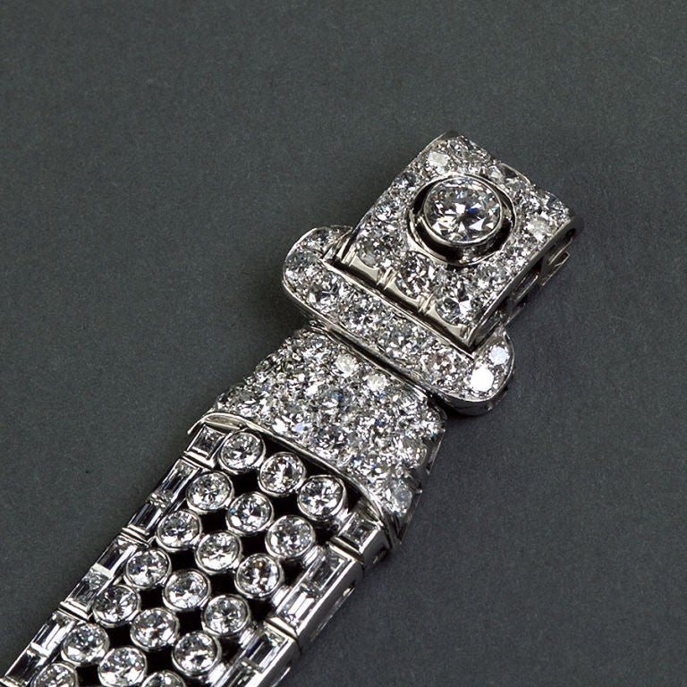 Art Deco Diamond Link Lattice Bracelet 20 Carat In Excellent Condition In Lakewood, NJ