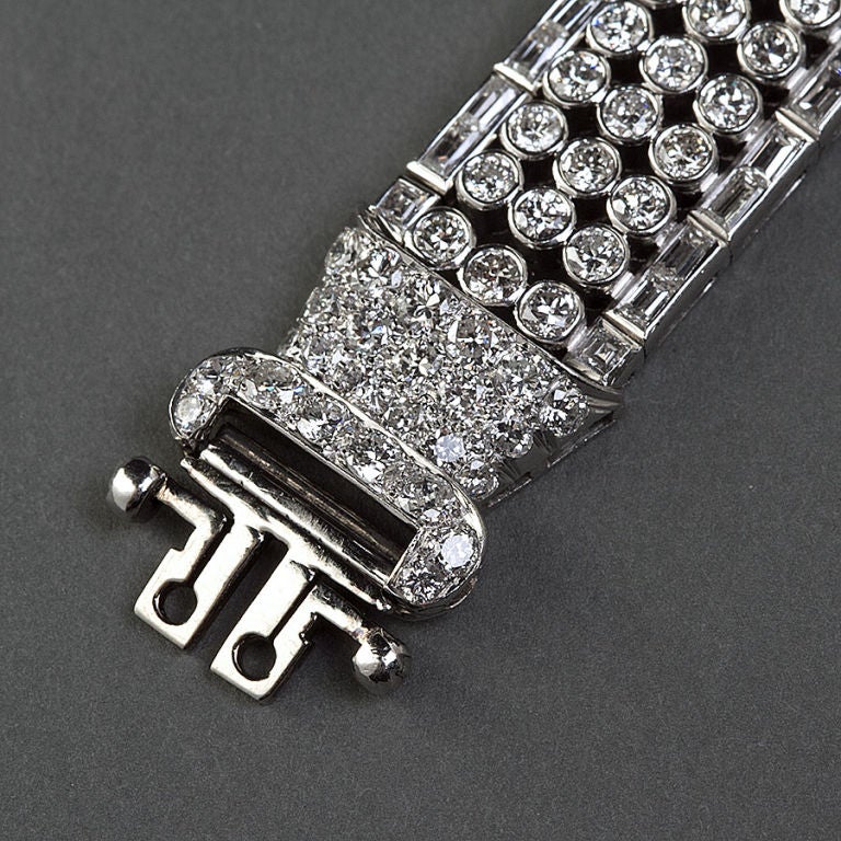 Women's Art Deco Diamond Link Lattice Bracelet 20 Carat