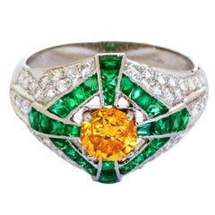 Natural Fancy Vivid Orange Yellow Diamond Dome Ring GIA Certified