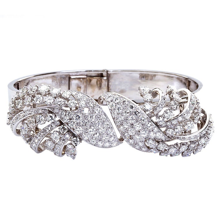 Bracelets jonc convertibles vintage en diamants