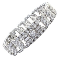 14.50 Carat French Art Deco Elaborate Diamond Bracelet 5