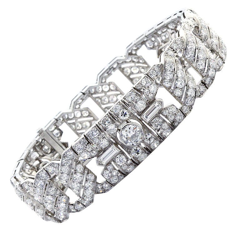 French Art Deco Diamond Bracelet 14.50 Carats