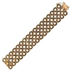 French Gold 
Enamel Wide Bracelet