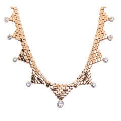 Diamond Gold Pyramid Motif Necklace