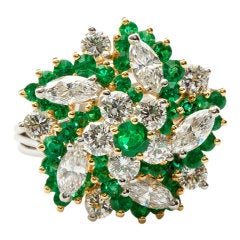 Emerald Diamond Pinwheel Ring