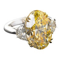 Ten Carat Fancy Yellow Oval Diamond Ring