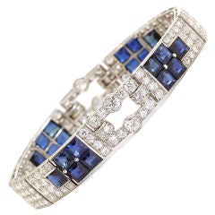 Vintage CARTIER PARIS Art Deco Diamond Sapphire Bracelet