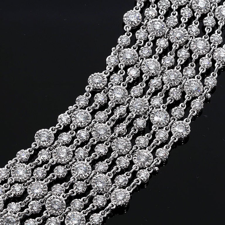 Diamond draping choker necklace contains ~40cts in 18 karat white gold