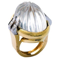 DAVID WEBB Rock Crystal Gold Ring