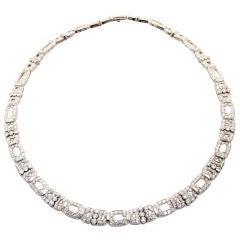 TIFFANY & C. Magnificent Diamond & Platinum Deco Style Necklace