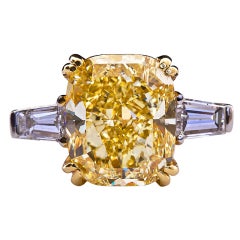 Vintage Fancy Yellow Cushion Shape 8 Carat Diamond Ring