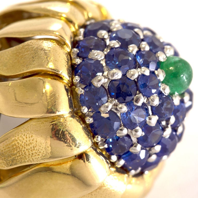 Women's TIFFANY & Co. Jean Schlumberger Gold and Sapphire Thistle Ring