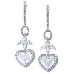 Angels and Hearts Diamond White Gold Dangle Earrings 4
