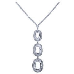 Unique Cushion Rose Cut Diamond Pendant Necklace