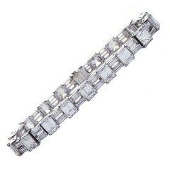 Emerald Cut Diamond Platinum Tennis Bracelet