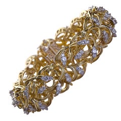 Diamond and Gold Woven Wreath Bracelet