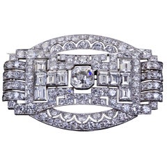 Antique Art Deco Diamond Brooch with Asscher Center