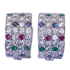 VAN CLEEF & ARPELS Diamond & Colored Gem Ear Clips