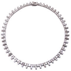 Diamond Platinum Square Cut Diamond Necklace