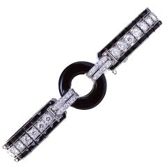 5.25 Carat Art Deco Diamond and Onyx Bracelet 2