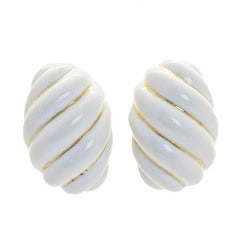 DAVID WEBB Gold 
Enamel Conch Ear Clips