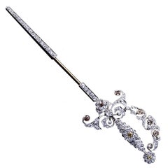 Antique Diamond Sword Jabot Pin Brooch