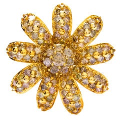 Large Multi-colored 5.30 carats Diamond Daisy Ring