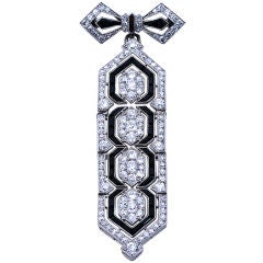 CARTIER PARIS Art Deco Diamond Platinum & Onyx Brooch