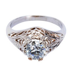 Art Deco Filigree Old Euro Diamond Ring