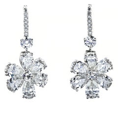 Pear Shape Diamond Drop Flower Earrings