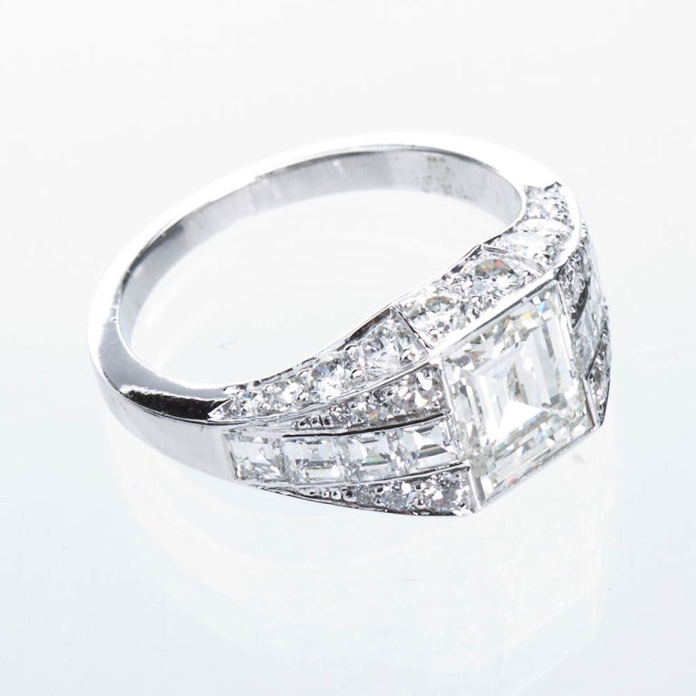 Art Deco Step Cut Diamond Ring 1