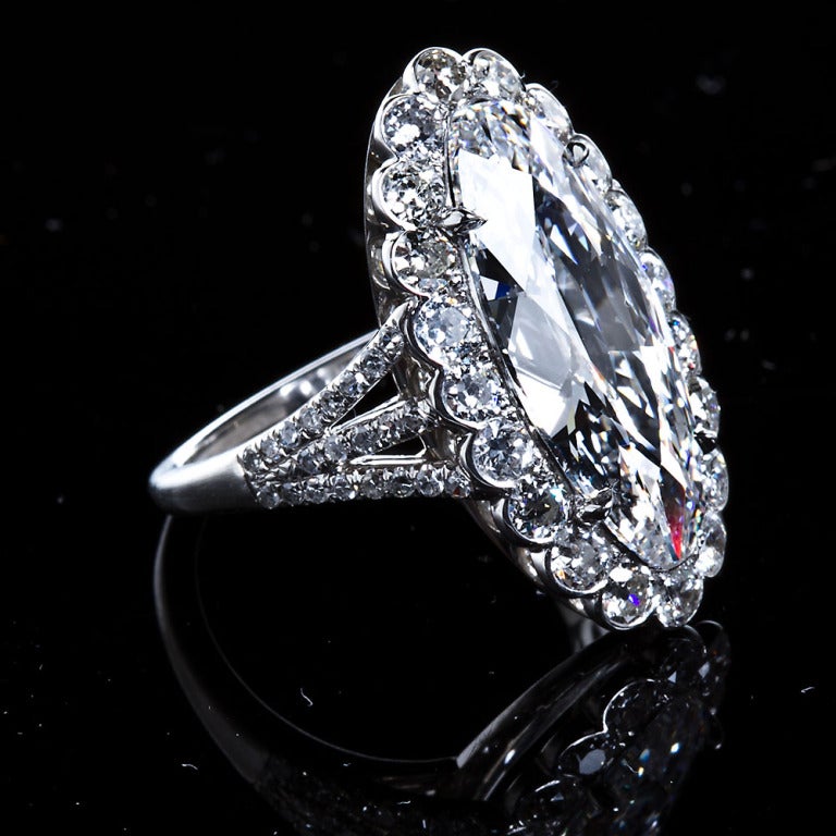 Rare 4 Carat D Internally Flawless Navette Shaped Diamond Ring