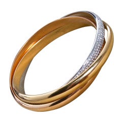 CARTIER France Trinity Diamond Gold Bangle